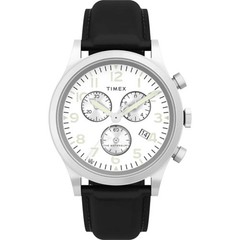 Timex Waterbury Men’s Watch TW2W48100 Chronograph Silver-Tone Dial Leather 100M