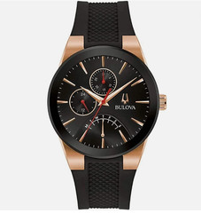 Bulova Futuro Men’s Modern Day Calendar Quartz Black Rubber Watch 41 MM 97C111