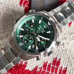Classic Bulova Marine Star 96B396 Green Dial 43mm Chronograph Quartz Men’s Watch