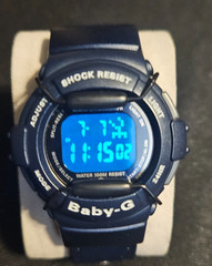 Vintage 1995 Casio Baby-G BG-325 Blue Digital Watch Module 1578 New Battery Runs