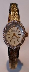 VTG GRUEN PRECISION QUARTZ WOMENS WATCH PARTS REPAIR MINT GOLD MESH BAND