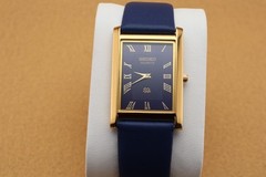 Vintage Seiko Slim Quartz Men’s Wrist Watch Blue Dial with Blue Strap.