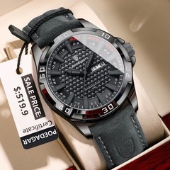 Men’s Leather Watch Quartz Waterproof Date Sport Wristwatch – Luxury Style