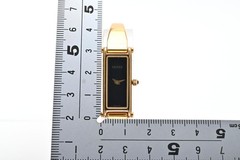Vintage [N MINT] GUCCI 1500L Gold Black Dial Rectangle 12mm Ladies Watch JAPAN