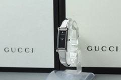 GUCCI 1500L Silver Black Dial Diamond Quartz Womens Watch NEAR MINT w/ Box Paper