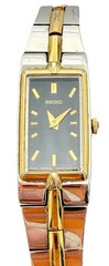 Seiko 2E20-7479 1990’s Women’s Watch With Silver Gold Stainless Steel Band, Batt