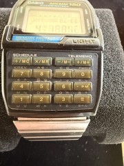 Casio Data Bank 150 Digital Calculator Watch Silver DBC-1500 Module 1477 Vintage