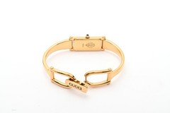 Vintage [N MINT] GUCCI 1500L Gold Black Dial Rectangle 12mm Ladies Watch JAPAN