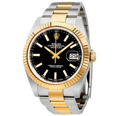 Rolex Datejust 41 Black Dial Steel and 18K Yellow Gold Oyster Watch 12633BKSO