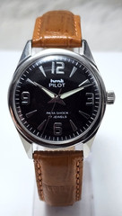 Working Hand winding HMT Pilot Black Dial 17 Jewels Back Wrist Watch