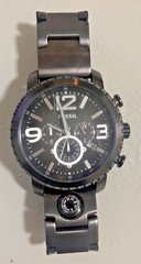 Fossil Men’s Black Watch – Large Face – Chronograph Style – Stainless Steel