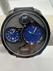 Bernoulli Watch 9798 Mens Dual Time New Batteries 54MM 9.5″ Silicone Band