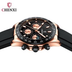 CHENXI Men’s Rose Luminous Calendar Chronograph Moon Phase Business Quartz Watch