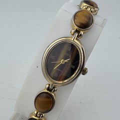 VTG Arenix Quartz Watch Women Gold Tone Oval Faux Gemstone Analog New Batte 6.5″