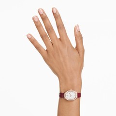 Swarovski Dextera Octagon Watch, Leather Strap, Red, Rose Gold Tone 5730373