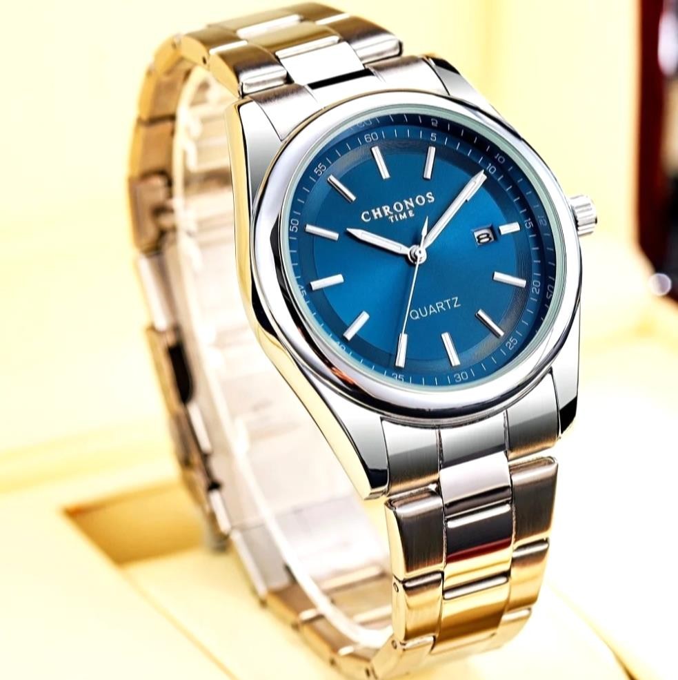 42MM CHRONOS Quartz Men’s Watch Luxury Stainless Steel Waterproof Luminous NEW