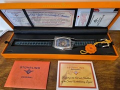 NIB STUHRLING ORIGINAL AUTOMATIC CAL ST 90089 SKELETON WATCH LEATHER BAND