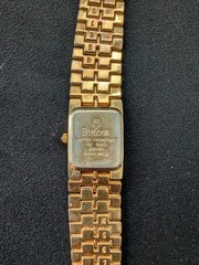 Bulova Diamond Quartz Women’s Gold Tone Watch Swiss Made 18K Gold Electroplated
