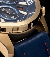 Bulova Marine Star Mens 44mm Quartz Chronograph Date 100m Blue/Gold Silicone