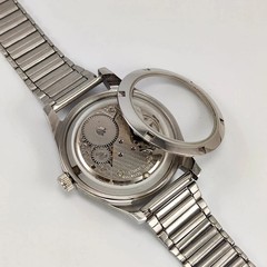 Working Melas Pearl Dial Date Function Handwinding Transparent Back Wrist Watch