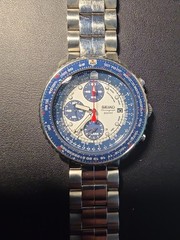 Seiko Flightmaster SNA413 Blue Panda Chronograph 7T62-0EB0 Pilot Watch 200M Rare