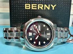 BERNY SUNBURST BLACK DIVER MIYOTA 8205 AUTO SAPPHIRE SUPER C3 SKX STYLE DIAL