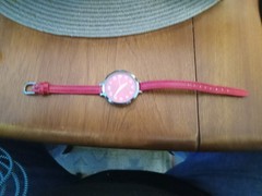 VINTAGE RED WOMENS JAPAN MOVT Quartz Watch Red Leatherette Slim Band Stunning