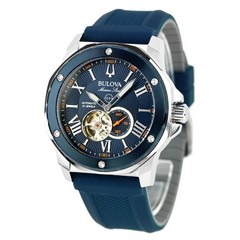 Bulova Marine Star Automatic Watch Navy Gray Rubber Band From Japan