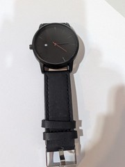 LABSERRON 1Pcs Mens Wrist Watch Black Durable Quartz Leather Strap New Battery
