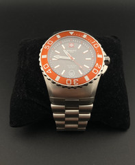 Zodiac Sea Ghost Men’s Watch, Z02404 – Orange Bezel, Gray Dial, 43mm Case, Steel