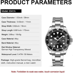 LN LENQIN Mens Watches Stainless Steel Waterproof Analog Quartz Watch for Men wi
