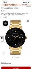 Bulova Men’s Diamond Accent Black Dial Gold-Tone Bracelet Quartz Date Watch