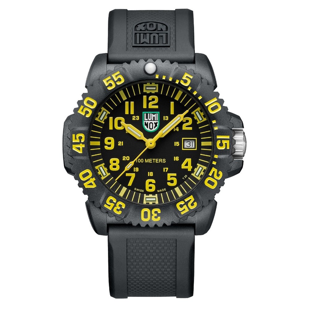 LUMINOX SEA LION X2.2055 CARBONOX MEN’S 100M BLACK / YELLOW DIAL 44MM WATCH NWT