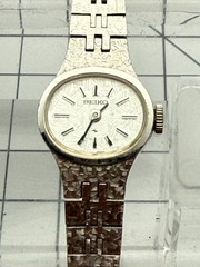 Seiko 11-7619 17mm Hand-Wind Mechanical Silver Textured Dial Dress Bracelet