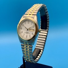 Men’s Dress Quartz Wristwatch Day/Date Two Tone Japan Movt Working New Battery
