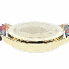 Gucci G Timeless Ladies Quartz Watch 38mm SS/GP Brown Red Dial Used