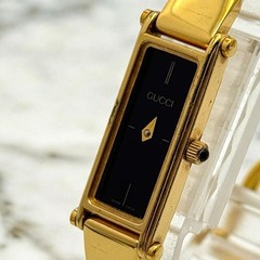 Gucci 1500 L Tonneau Quartz Black Wristwatch Japan Vintage 073345