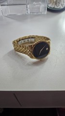 Movado Museum Men’s Quartz Watch Black Dial 40mm Gold Steel Bracelet 3 ATM Box