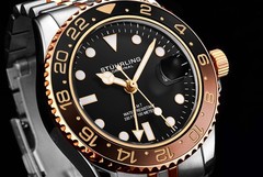 Aquadiver GMT Two Tone / Silver + Rose Gold | Black Dial Wristwatch 3968.4