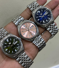 Lot of 3 Seiko 5 Automatic Military Green, Salmon, Blue Dail Mens Watch 6309