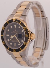 2017 RSC Rolex Submariner Date 40mm BLACK 18K Yellow Gold NO-HOLES Steel 16613