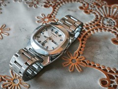 Citizen 70s Deformed Round Cushion Silver Dial Blue Up Index Watch Vintage