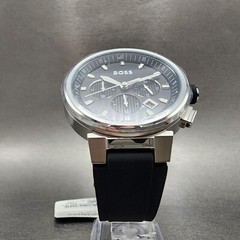Hugo Boss Chronograph Watch Men 44mm Black Dial Steel Date Round 1513997