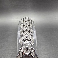 Wittnauer Watch Women 17mm MOP Dial Silver Tone Crystal Bezel Oval New Battery