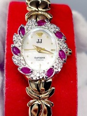 VTG Jules Jurgenson A Propos 1990’s Diamond Ruby ladies watch MOP Dial New Batt