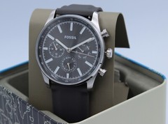 New Authentic Fossil Sullivan Chronograph Silver Gray Silicone BQ2747 Mens Watch