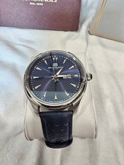 Bruno Magli Luca 1121 Men’s Swiss Quartz Italian Semi Perforated Leather Blue