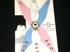 Vtg Nelsonic Fashion Mix ‘N Match Wrist Watch Blue White Pink NOS NIP 1980’s