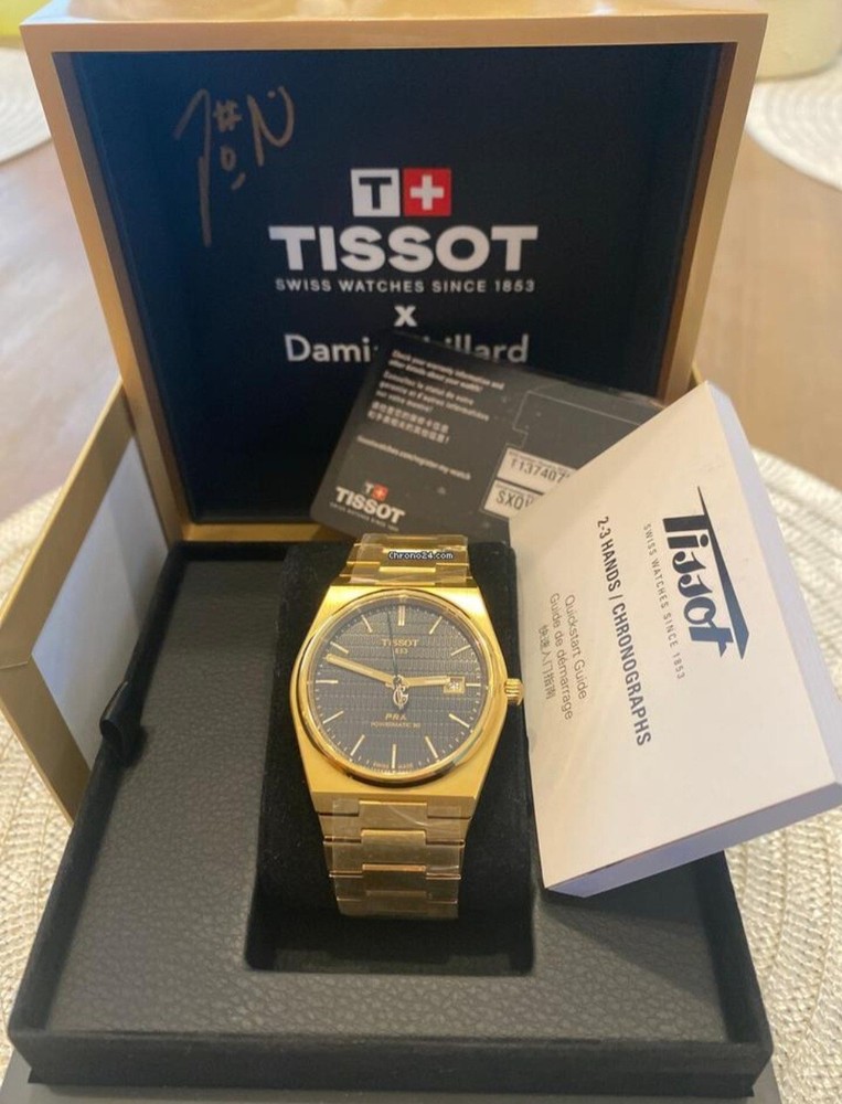AUTOGRAPHED TISSOT SPECIAL EDITION DAMIAN LILLARD PRX AUTO 40MM GOLD PVD