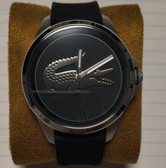 Lacoste Wristwatch Black Logo Dial Silver Steel Case Rubber (Needs Battery)